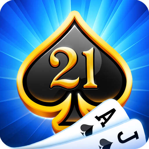 商标 Blackjack 21 Casino Card Game 签名图标。