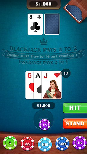 छवि 3Blackjack 21 Casino Card Game चिह्न पर हस्ताक्षर करें।