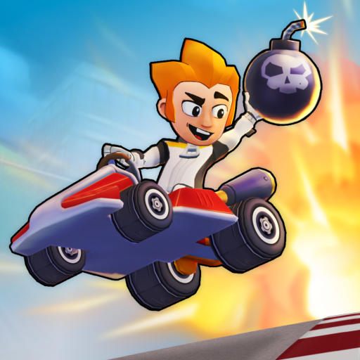 ロゴ Boom Karts Multiplayer Racing 記号アイコン。