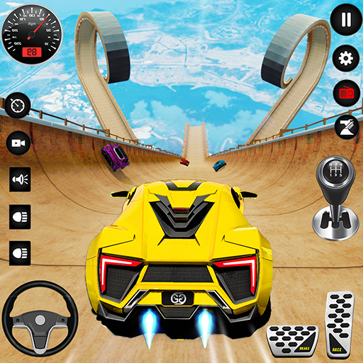 ロゴ Car Stunt Racing Car Games 記号アイコン。