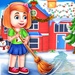 Logo Christmas House Cleaning Time Icon