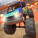 Le logo Crazy Driver Monster Truck 3d Icône de signe.