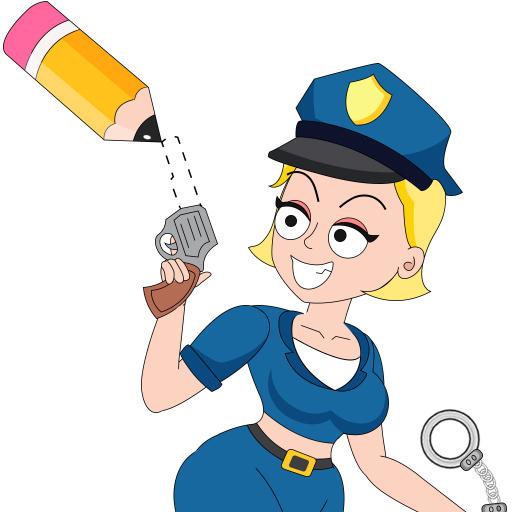 Le logo Desenhe Policia Puzzles Icône de signe.