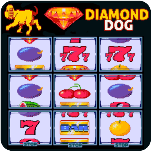 Le logo Diamond Dog Caca Niquel Cherry Master Slot Icône de signe.