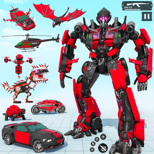 商标 Dino Robot Car Transform Games 签名图标。