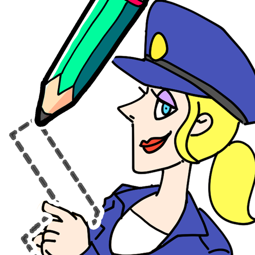 Le logo Draw Happy Police Draw Games Icône de signe.