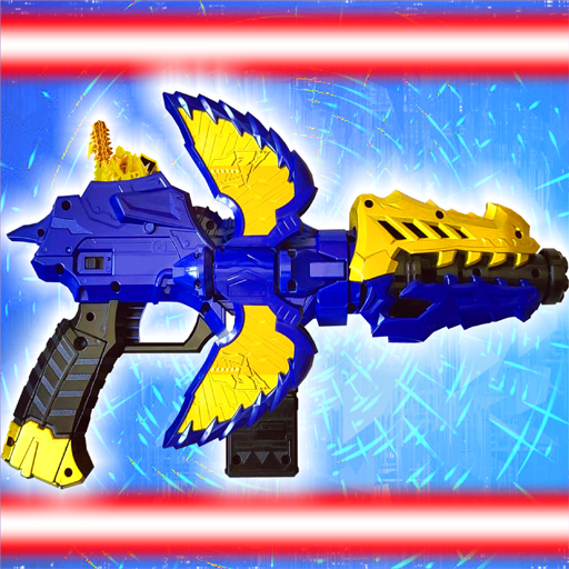 Le logo Dx Dino Blade Fury Blaster Gun Icône de signe.