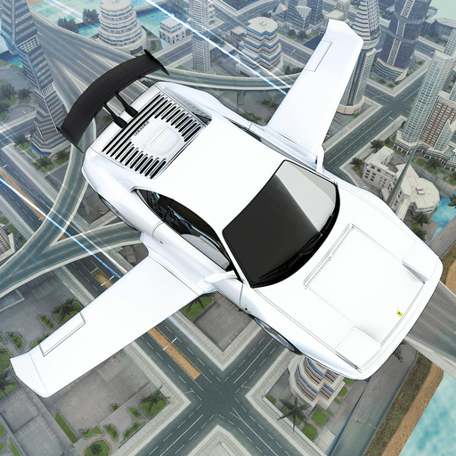 Le logo Flying Car Driving 2020 Real Driving Simulator Icône de signe.