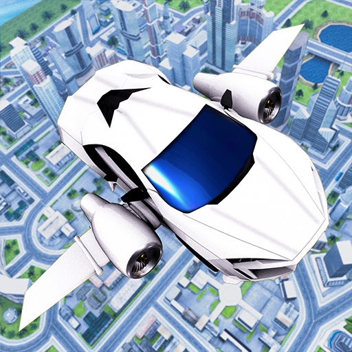 ロゴ Flying Car Games 3d 記号アイコン。