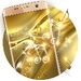 Le logo Gold Silk Glitter Theme Dynamic Luxury Music Icône de signe.