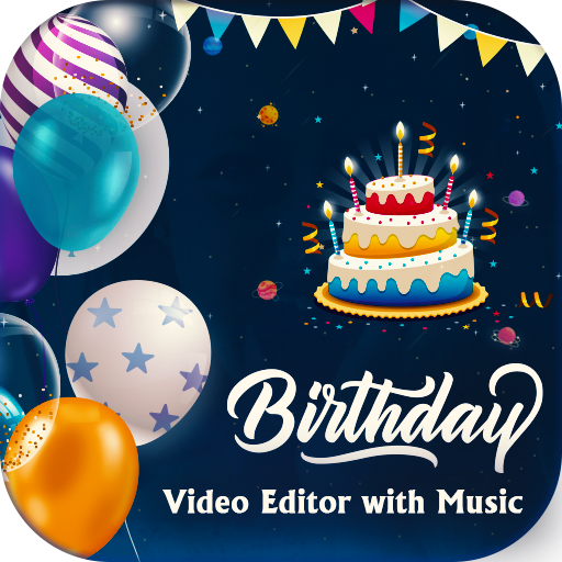 商标 Happy Birthday Video maker 2021 签名图标。