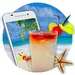 Le logo Hot Summer Theme Tropical Sunny Beach Wallpaper Icône de signe.