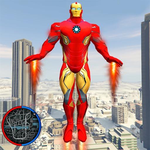 ロゴ Iron Rope Hero War Superhero Crime City Games 記号アイコン。