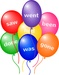 商标 Irregular Verbs Balloons 签名图标。