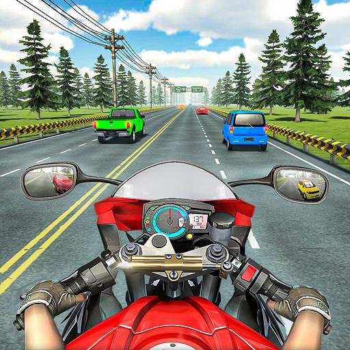 Logotipo Jogo Traffic Racing Moto Rider Icono de signo