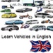 商标 Learn Vehicles In English 签名图标。