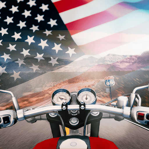 商标 Moto Rider Usa Traffic Racing 签名图标。