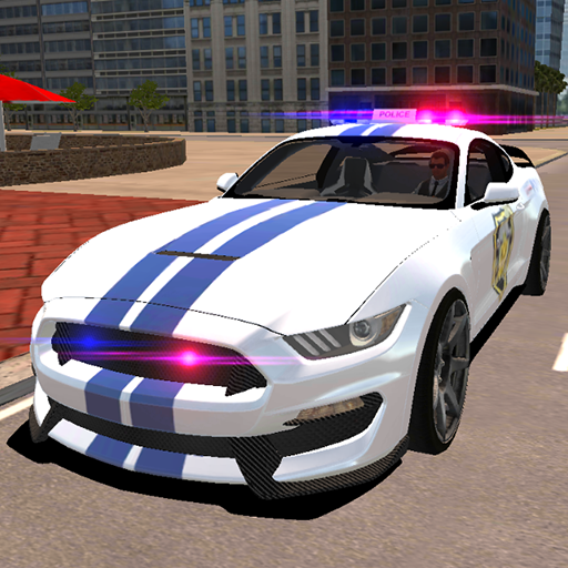 商标 Mustang Police Car Driving Game 2021 签名图标。