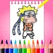 presto Naruto Anime Coloring Book Icona del segno.