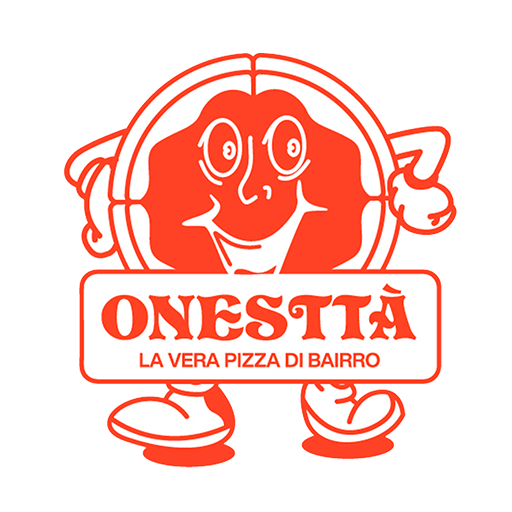 ロゴ Onestta Pizza 記号アイコン。