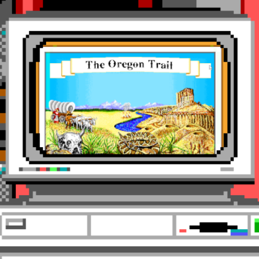 Le logo Oregon Trail Deluxe Dos Player Icône de signe.
