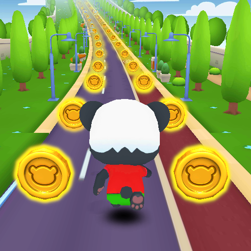 商标 Panda Panda Run Panda Runner Game 签名图标。