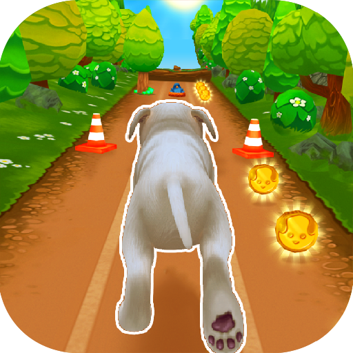Le logo Pet Run Puppy Dog Game Icône de signe.