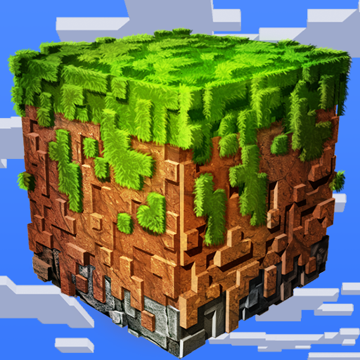 Le logo RealmCraft 3D Mine Block World Icône de signe.