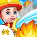 ロゴ Rescue People From Firehouse Fun Fire Fighter Game 記号アイコン。