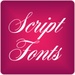 presto Script Free Font Theme Icona del segno.