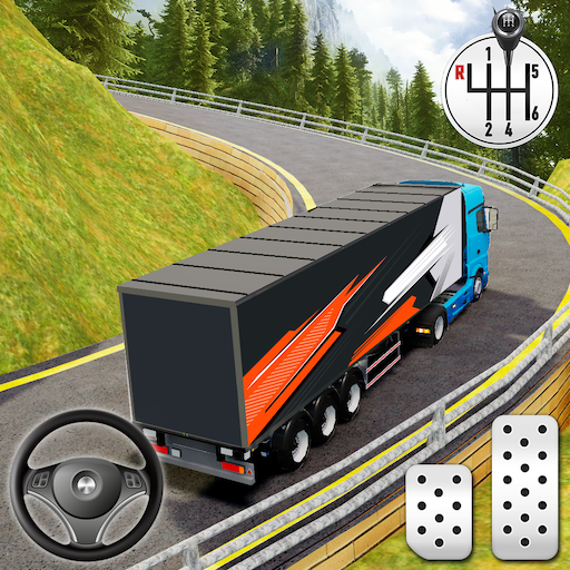 ロゴ Semi Truck Driver Truck Games 記号アイコン。