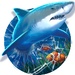 Le logo Shark Attack Theme Hungry Shark World Icône de signe.