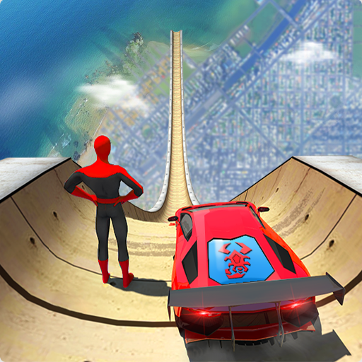 Le logo Spider Superhero Car Stunts Car Driving Simulator Icône de signe.