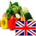 Le logo Vegetables In English Language Icône de signe.