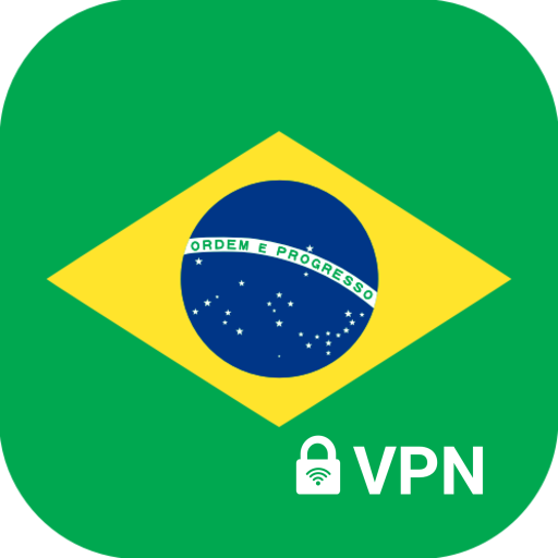 ロゴ Vpn Brazil Unlimited Secure 記号アイコン。