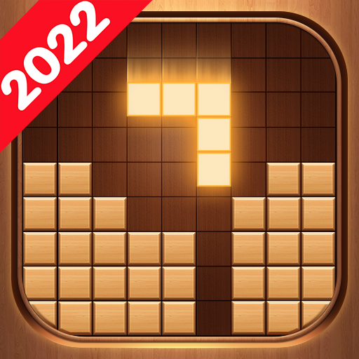 Le logo Wood Block Puzzle Brain Game Icône de signe.