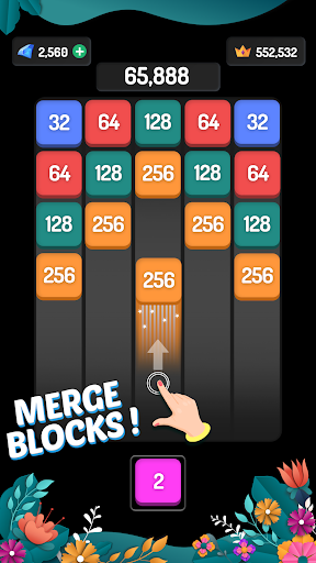 Image 1X2 Blocks 2048 Merge Games Icône de signe.