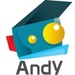 ロゴ Andy 記号アイコン。
